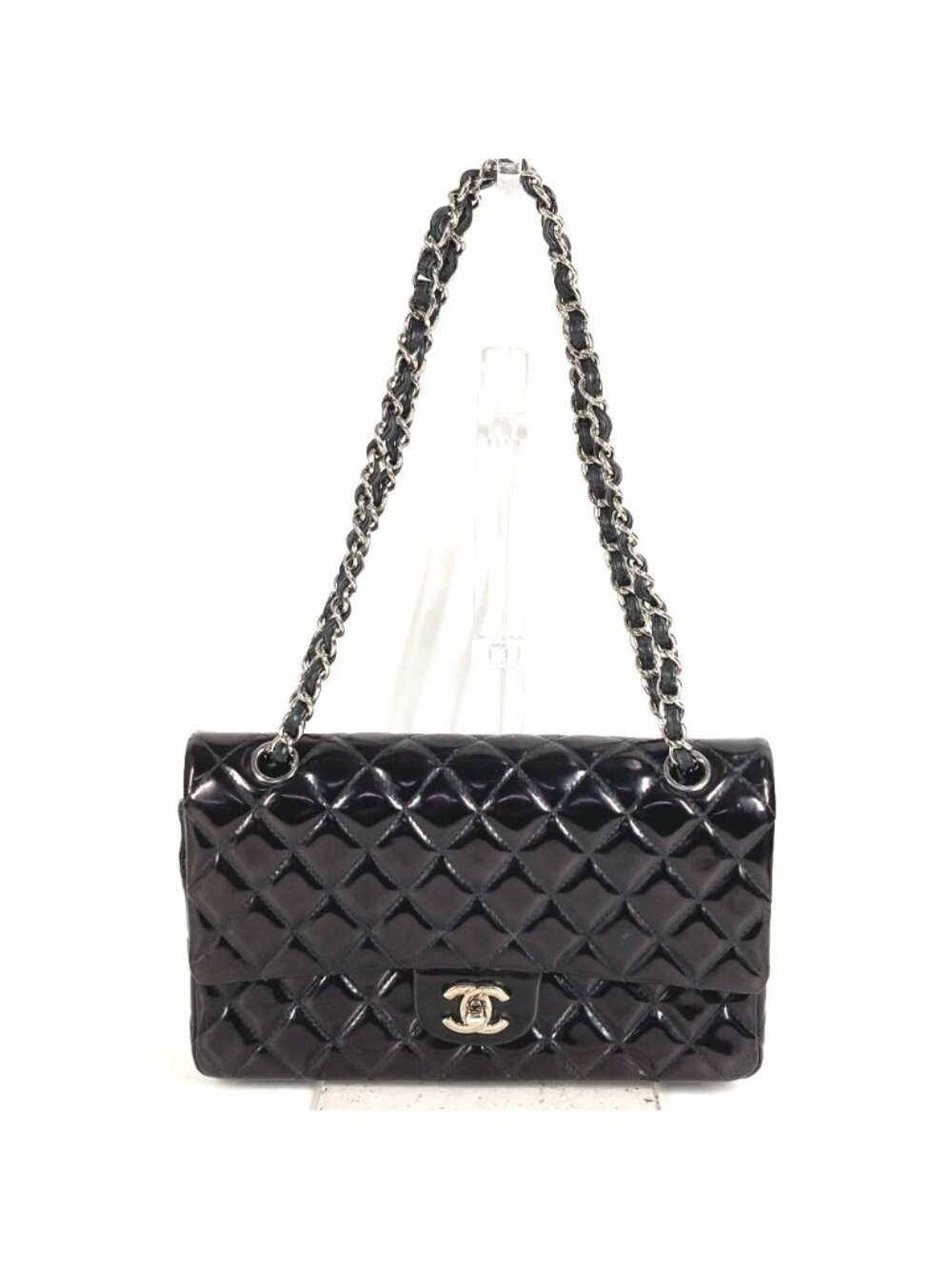 Chanel Shoulder Bag Quilted 25 Enamel Black